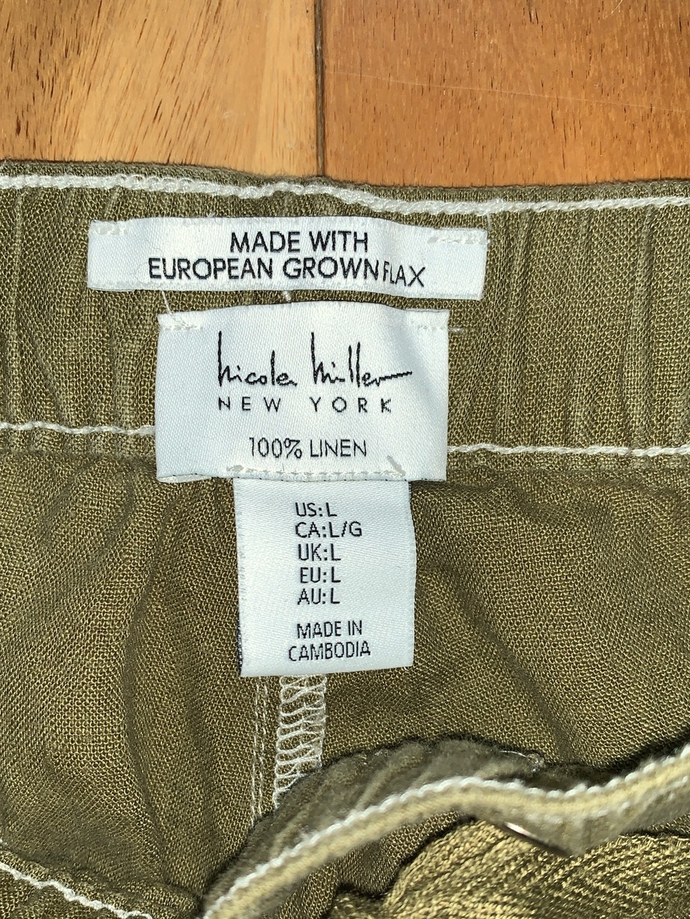 NEW Utility Cargo Linen Pants European Flax Cargo Jogger Olive - Picture 3 of 10
